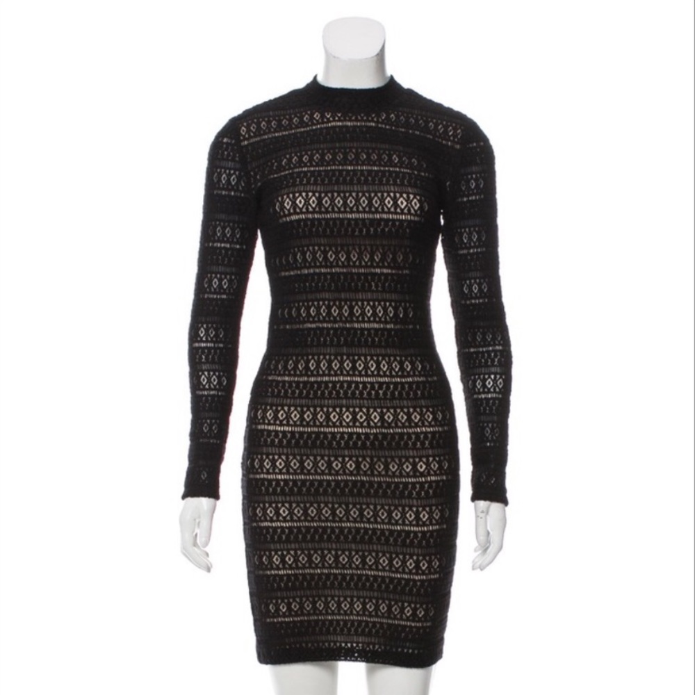 NWOT Alice + Olivia black Crocheted dress
